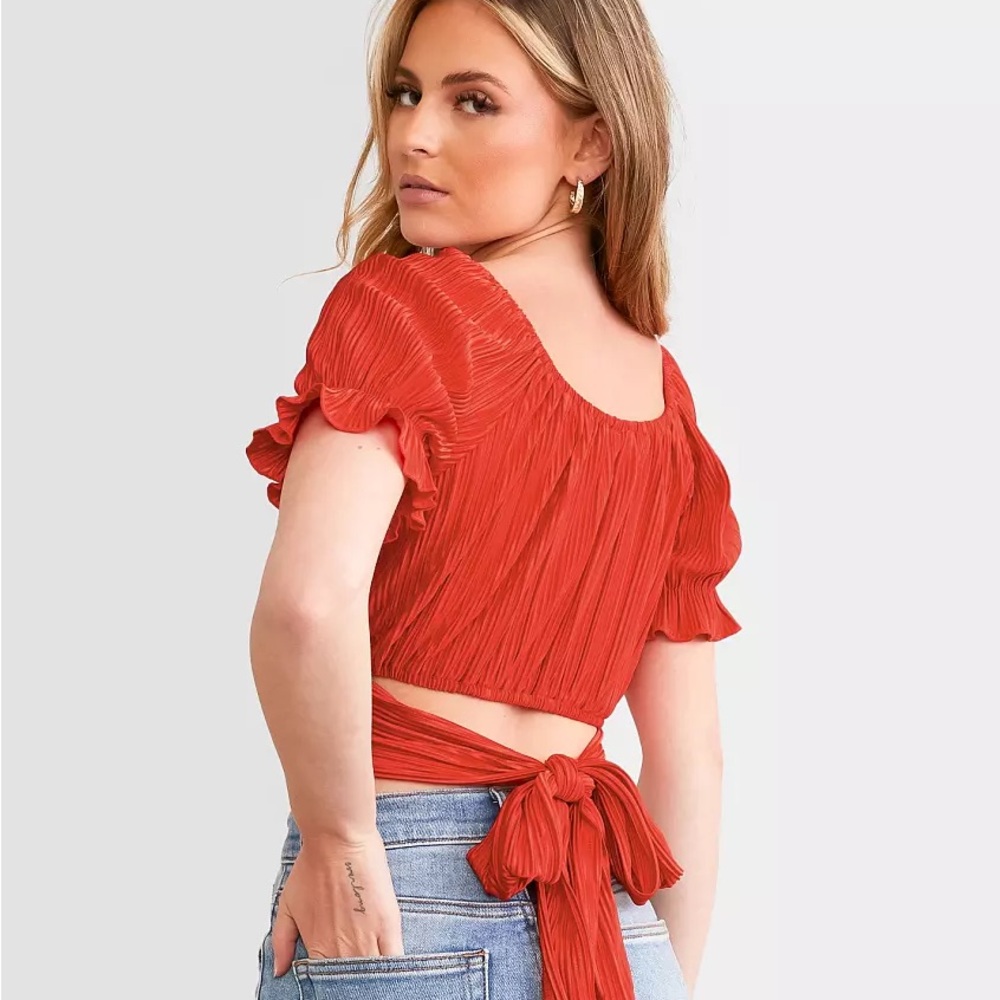 NWT- Pleated Wrap Top - Red
